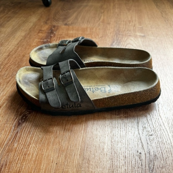 Betula by Birkenstock Two Buckle Slip On Metallic leather Sandals - Picture 9 of 9